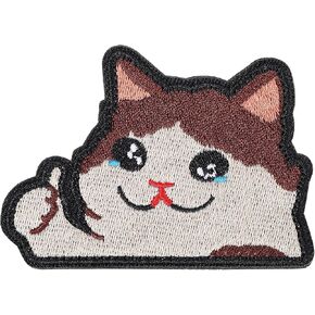 Funny Cry Cat Patch, Embroidered Applique Patches, Cute Cat Patches DIY Decal Accessories with Hook Fastener Backing for Tactical Backpacks Dog Harnesses Army Vests Gym Bags Hats Helmets