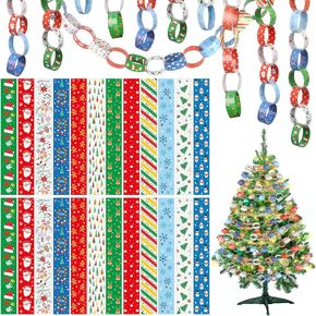 360 قطعة من سلاسل ورق عيد الميلاد من PLULON، شرائط زينة ورقية احتفالية، 12 نمطًا من سلاسل الورق للمنزل وحفلات عيد الميلاد أو ديكورات الفصول الدراسية in Kuwait