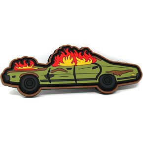 The Dude's Burning Car PVC Rubber Funny Tactical Hook and Loop Patch | Big Lebowski Inspired