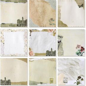 9 Packs Vintage Sticky Notes Antique Looking Aged Paper Self-Stick Writing Memo Pads Retro Classic Old School Office Home Stationery Supplies Gift for Scrapbook Planning Journaling Reminder,270 Sheets