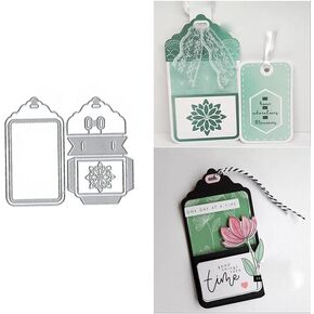 Gift Label Tag Metal Die Cuts, Gift Label Tag Cutting Dies Cut Stencils Card Paper Craft DIY Template Metal Cutting Dies Album Embossing Paper Dies for Card Making Scrapbooking