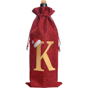Burlap Wine Bag Christmas Wine Bag With Letters Wine Champagne Gift Bag With Drawstring Letter A
