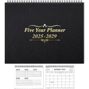5 Year Calendar 2025-2029 Spiral Bound, 5 Year Planner Monthly Schedule Organizer Five Year Calendar Journal 5 Year daily Planner for Man and Woman(Black)