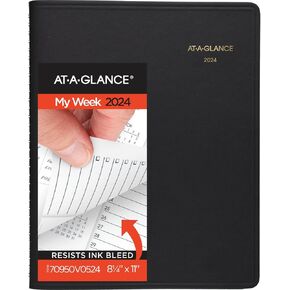 AT-A-GLANCE 2025 Appointment Book Planner, Weekly & Monthly, 8-1/4" x 11", Large, Quarter-Hourly, Triple View, Black (70950V0525)