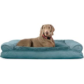 Furhaven Pillow Dog Bed for Large/Medium Dogs w/ Removable Bolsters & Washable Cover - Quilted Sofa - Toasted Brown, Large