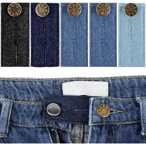 5 Pcs Button Extenders for Jeans, Denim Waist Extenders Button Adjustable Pants Extender Waistband Extenders for Jeans for Men Women Pant Extender for Pregnancy Women