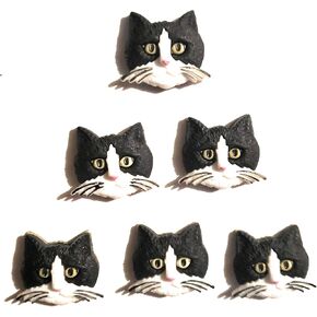 The Feline Collection by Dress it Up Buttons and Embellishments - Cat Head Singles - 6 Pieces