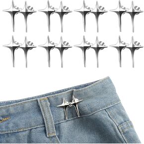 8 Pieces Buttons Silver Star Buttons Removable Decorative Waist Buckle Perfect Tightening Waist Adjustment Buttons