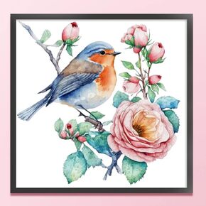 Flowers Birds Painting Cross Stitch Kits for Adults, Flowers Birds Pattern Counted Pattern Needlepoint Kits Crafts Dimensions Cross-Stitch Stamped Kits Embroidery Arts Craft Kits for Wall Art Gift