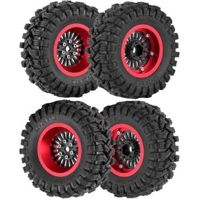 1.2" Beadlock Wheels and Tires for 1/18 TRX4M 1/24 SCX24 RC Crawler,Carbon Fibre rc Wheels 1.2 Beadlock Whees w/Soft Rubber Tires 1.2 rc Tires,4PCS,Style B