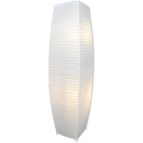 LIGHTACCENTS Japanese Style Rice Paper Floor Lamp - 50 Inches Tall Living Room Paper Lamp with White Paper Shade and Chrome Base, On/Off Foot Switch - Ideal as Paper Floor Lamps for Living Room