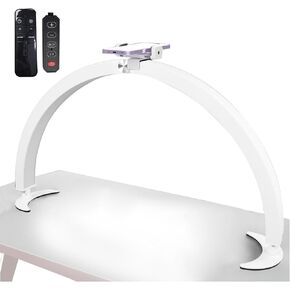 29IN Half Moon Nail Desk Light with Phone Holder – 40W Nail Tech Lamp, Cool/Warm Lighting, Adjustable Brightness, Remote & Wired Control – Perfect for Beauty, Eyelashes, and Crafts (White)