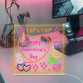 Acrylic Dry Erase Board with Stand for Desk, 5.91" x 5.91" Note Board Clear 7 Colors to Do List Desktop, Remote Control Whiteboard with Stand for Office Home School Memo Note Plan (Small)