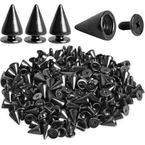 STRAWBLEAG Studs for Clothing, 200 Sets 10 mm Studs and Spikes for Clothing, Cone Spikes Screwback Studs Spike for Shoes Leather Accessories DIY Craft (Gun Black) in Kuwait