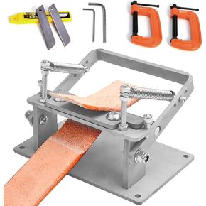 Manual Leather Splitter Set Leather Skiving Machine Cowhide Thinning Shovel Edge Skiving Tools Leather Paring Peeling Machine DIY Belt Strap Cutting with Blade, Fixing Bracket