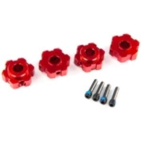 Traxxas 8956R Wheel Hubs, Hex, Aluminum (Red-Anodized) (4)/ Screw Pins (4)