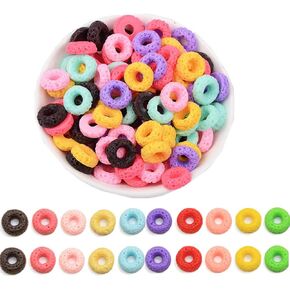 Assorted 30Pcs Cute Donut Slime Charms Beads Cookies Dessert Resin Charms Slices Flatback Buttons for Jewelry Making Handicraft Scrapbooking Phone Case Decor (tianquan)