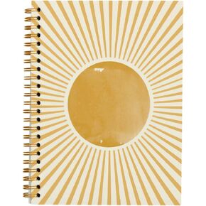 Tizzer Retro Boho Sun Sunrise Sunset Sunshine Lined Hardcover College Ruled Spiral Notebook Journal for Work Notes Journaling 5.5×8.3 Inch,Boho Gifts for Women Teen Girls