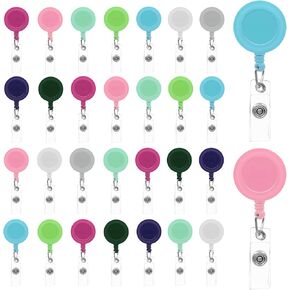 30 PCS Retractable Badge Holder Reels 25'' Badge Reels with 360 Degrees Swivel Alligator Clips, ID Card Holder Name Badge Reel Clips for Hanging Name Tags ID Card Key Cards (Translucent)