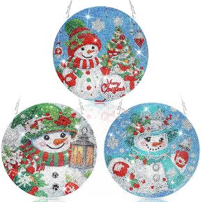 thyle 3 مجموعة عيد الميلاد ثلج DIY عيد الميلاد الماس الفن شنقا زخرفة عيد الميلاد الماس الفن شنقا اللوحة زخرفة الاكريليك الماس قلادة لوحة اللوحة عدة للبالغين in Kuwait