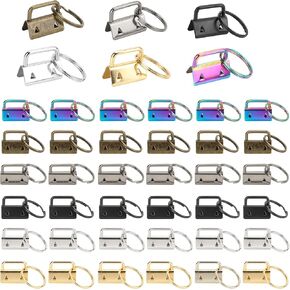 72 Pcs Key Fob Hardware 1 Inch, Key Chain Fob, 6 Colors Key Chain Hardware Wristlet Hardware with Key Ring for Wristlet Key Chain Making Hardware Supplies, 25mm