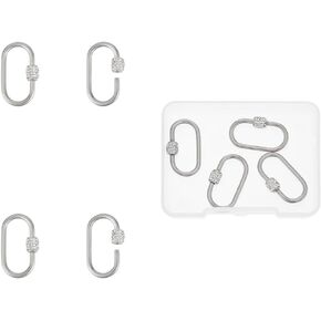UNICRAFTALE 4Pcs Oval Clasp Necklace Connector Rhinestone Lock Charm Stainless Steel Screw Carabiner Key Clasp Lock Metal Lock Clasps Necklace Link Hook for Necklaces Bracelet Jewelry Making