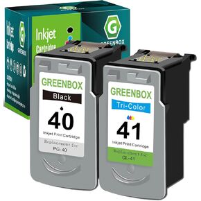 GREENBOX Remanufactured Ink Cartridge PG40 CL41 Replacement for Canon PG-40 CL-41 for Canon PIXMA IP1800 IP2600 MP140 MP150 151 MP160 MP170 MP180 MP190 MP210 MP450 MP470 JX200 Printer(1 Black 1 Color)