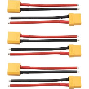 3Pairs HIRCQOO XT90 XT-90 Plug Male Female Connector with 3.93'' 12AWG Silicone Wire Adapter for RC Car Truck Boat Drone Lipo Battery ESC Charger