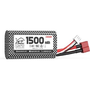 Hosim 7.4V Lipo Battery 2S 1500mAh 15C Rechargeable Battery X6-1500 with Hyper Power for X06 X05 1/10 High Speed RC Car Accessory Supplies
