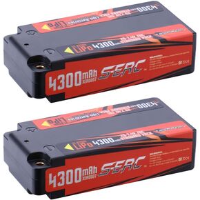 SUNPADOW 7.4V 2S Shorty Lipo Battery 4300mAh 70C Hard Case with 4mm Bullet for RC Vehicles Car Truck Truggy Tank Buggy Racing Hobby (2 Count)