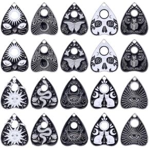 SUNNYCLUE 1 Box 20Pcs 10 Styles Tarot Charms Bulk Enamel Magic Charm Black Silver Alloy Cat Halloween Ouijas Heart Gothic Charm for Jewelry Making Charms DIY Supplies Bracelets Necklace Accessory