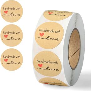500 قطعة من Aixoom مصنوعة يدويًا مع ملصقات الحب، كرافت مصنوعة من علامات الحب، ملصقات ختم مقاس 2.54 سم ذاتية اللصق لتغليف المخبوزات، هدايا منزلية الصنع للأعمال الصغيرة in Kuwait