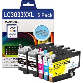 LC3033 Ink Cartridges BK/C/M/Y (5-Pack) Compatible for Brother LC3033XXL Ink Cartridge Replacement for Brother LC3033 LC3035 XXL Ink MFC-J995DW MFC-J995DWXL MFC-J815DW MFC-J805DW MFC-J805DWXL Printer