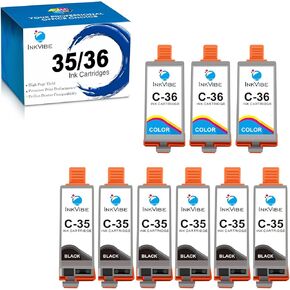 PGI-35 CLI-36 Ink Cartridge for Canon tr150 Ink Replacement for Canon 35 36 Ink Work with Pixma iP110 iP100 TR150 Mini260 Mini320 Printer (6 Black, 3 Tri-Color)