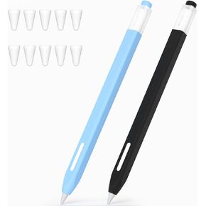 2 Pack Pencil Case Compatible with Apple Pencil Pro/Apple Pencil 2nd Generation Case,Non-Slip Silicone Case,Compatible withMagnetic chargingand DoubleClick.(Sky Blue, Dark Green)