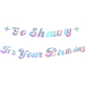 Go Shawty It's Your Birthday Banner, Pre-Strung Iridescent Hip Hop Funny Birthday Banner for Women Men Birthday Rap Party Photo Backdrop Decorations