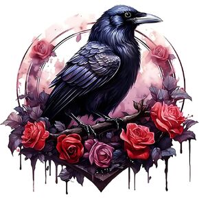 clakinla هالوين الماس الفن مجموعات الرسم للبالغين، 5d الغراب الماس الفن مجموعات الرسم للمبتدئين، diy شوكة روز صورة الطلاء مع الحفر الكامل الماس النقاط لديكور المنزل 12x12 بوصة in Kuwait