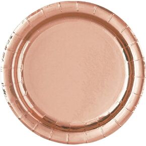 Unique Rose Gold Foil Dinner Plates, 9" (8-Pack) - Stunning Round Plates with Premium Foil Board Material, Perfect for Celebrations & Events