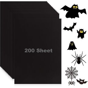 200 Sheets Black Cardstock 8.5 x 11 Black Construction Paper, Black Card Stock 92lb/250gsm, Thick Card Stock Printer Paper, for Halloween, Invitations, Scrapbooks, Crafts, DIY Cards