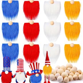 Gnome Beards for Crafting, 24 Pieces Pre-Cut Christmas Gnome Beards and Noses for Crafts Christmas Valentine's Day Independence Day Handmade DIY Accessories