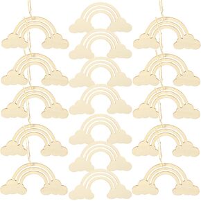 EXCEART Unfinished Wooden Rainbow Cutouts: 20PCS Rainbow Wood DIY Craft Shapes Ornaments Blank Wood Slices Embellishments for Wedding Birthday Christmas Party Decoration