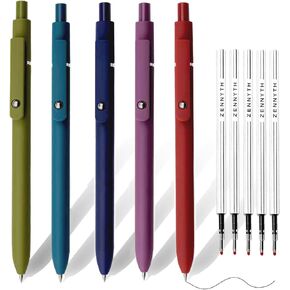 Abhay Quick Dry Gel Ink Pens Fine Point Cute Pens Retractable Roller Ball Pens Smooth Writing Pens Journaling Note Taking for Cute Office Supplies,5 Colors, 5 Black Refills (5 Pack)