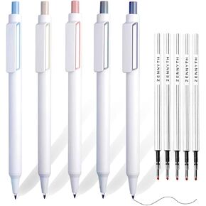 Abhay Quick Dry Gel Ink Pens Fine Point Cute Pens Retractable Roller Ball Pens Smooth Writing Pens Journaling Note Taking for Cute Office Supplies,5 Colors, 5 Black Refills (5 Pack)
