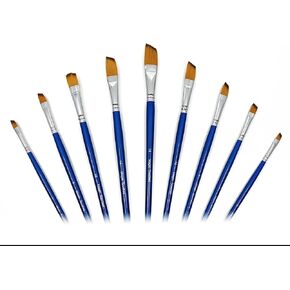 Magic Touches Paint Brush Set (9 Sizes), Finest Synthetic Nylon Angle Tip, Best Absorption Durability for Acrylic Watercolor Oil Gouache, Painting Art Supplies for Beginners to Professional Artists