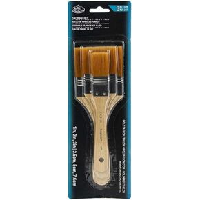 ROYAL BRUSH 3 Large Area Gold Taklon Paint Brushes -Great for Acrylics, Stains & More