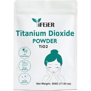 Titanium Dioxide Powder 500g(17.64oz) | Pure Titanium Dioxide for Soap Making, TiO2 Sunscreen and Lotion | Colorant Pigment for Paints, Decorations, Ceramics and Crafts