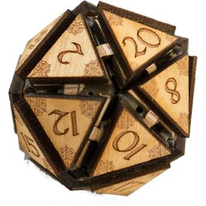 Crafts - 20 Sided Dice - Art Kit - RAW Wood 1.5"x1.5" (Includes 1 die only) Assembly Required