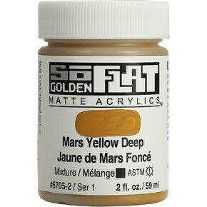 SoFlat Matte Acrylics by GOLDEN, Mars Yellow Deep, 2 fl. oz. Jar, Professional Acrylic Paint, Opaque