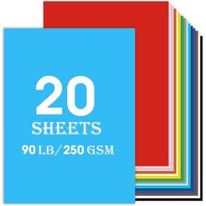 20Sheets 11 x 14 Colored Cardstock Paper, Thick Card stock for Cricut, Large Construction Paper for Card Making, Scrapbooking, Craft 80 lb / 230 gsm