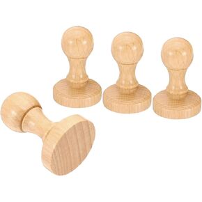 PATIKIL 35mm Stamp Wood Round Handle, 4 Pack Wooden Knobs Stamp Mounts Drawer Pulls for Stamp Making DIY Crafting Scrapbooking, Brown